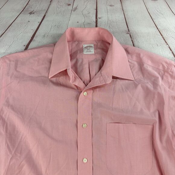 Brooks Brothers 346 Mens Non Iron Cotton Pink Dress Shirt 16.5 6/7 - Picture 3 of 8